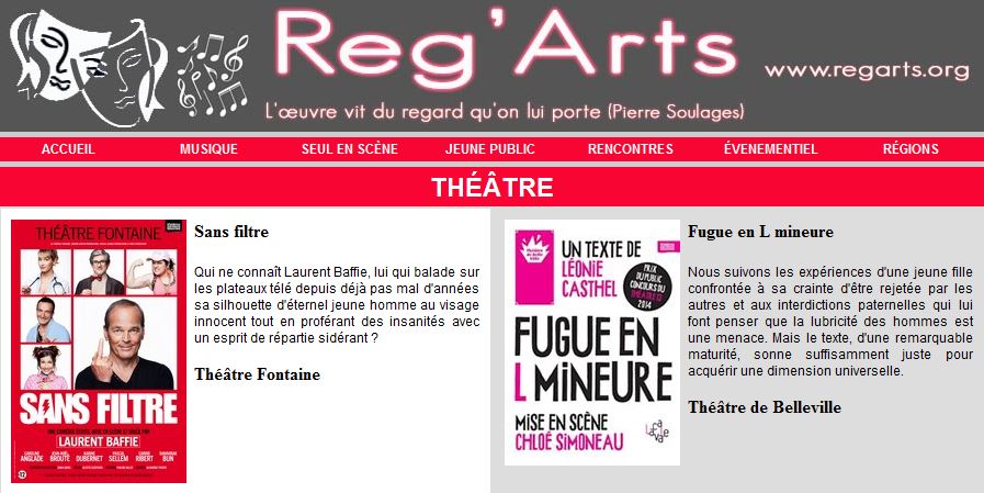 Reg'Arts Home Page