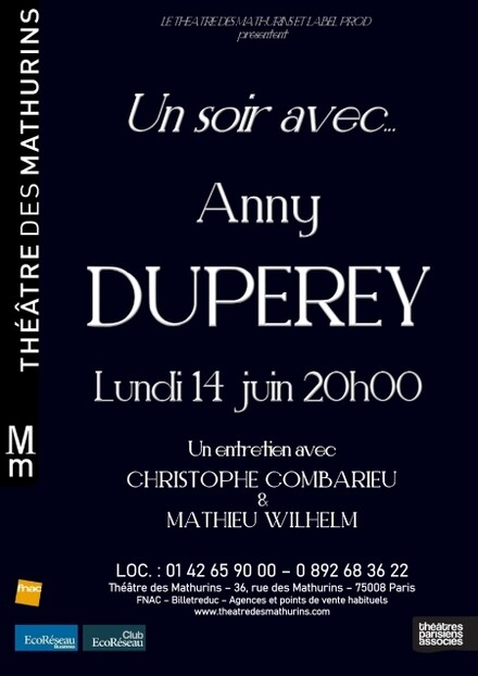 UN SOIR AVEC... Anny Duperey au Théâtre des Mathurins (Grande salle)